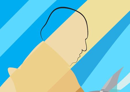 old man sitting and reading something - vector illustration