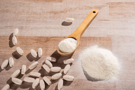 Pills and collagen protein powder - Hydrolyzedの写真素材