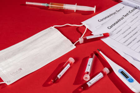 Test tube with blood sample for COVID-19 test