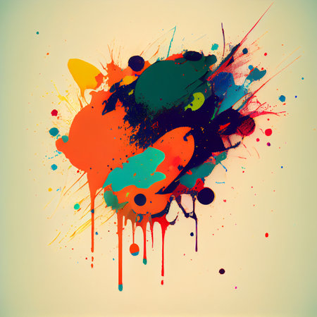 A multi-colored paint stain. Colorful background. Generative AI illustration.の素材