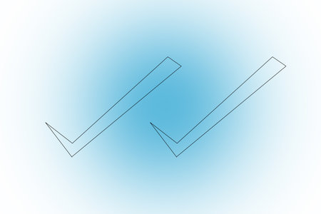 Template of a double check isolated on a blue background. Message read. thin line icon. Online instant messaging concept.の写真素材
