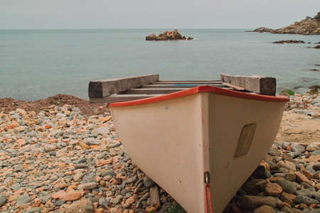 Fishing boat on the beachの写真素材