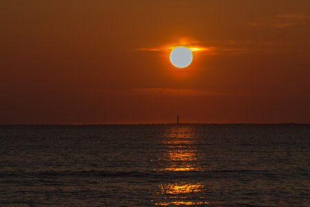 Sunrise in a Mediterranean lighthouseの写真素材