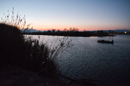 Sailing at night on the river