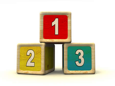 Numbers on wooden cubes