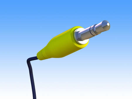 A standard audio cable jack over a gradient background. CG illustrationの写真素材