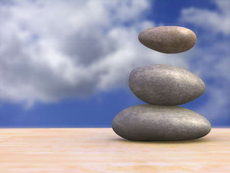 Some magical stones floating. CG illustration.