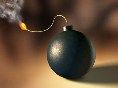 Bomb about to explode. Digital illustration.の写真素材