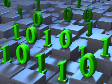 Binary code sequence in a conceptual space. Digital illustration.の写真素材