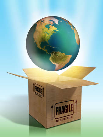 Packaging for planet Earth. Digital illustration.の写真素材