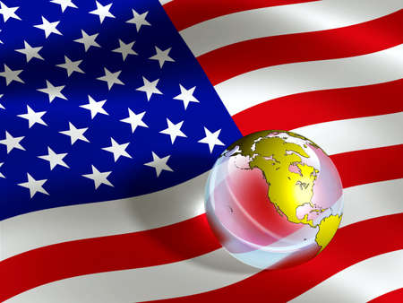 Usa flag and glass globe. Digital illustration
