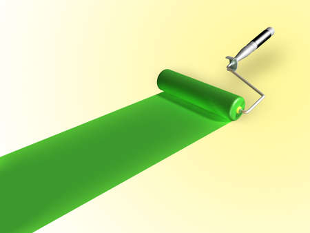 Paint roller and red paint stripe. Digital illustrationの写真素材