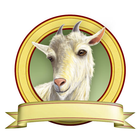 Goat illustration suitable for food labels. Digital illustration.の写真素材