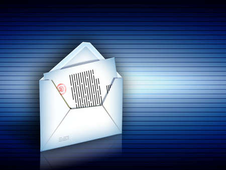 Certified e-mail on a high technology background. Digital illustration, clipping path included.の写真素材
