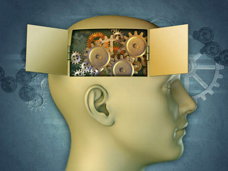 Open window on the mind inner workings. 3D illustration.の写真素材