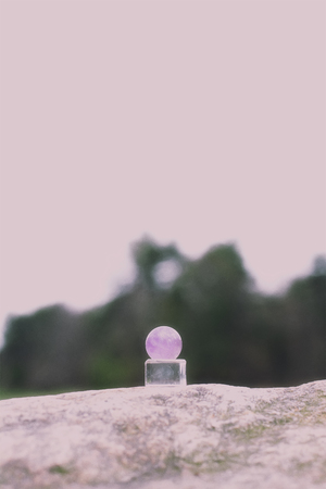 close view of an amethyst crystal ballの写真素材