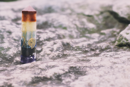 A reiki pillar outside in nature.の写真素材