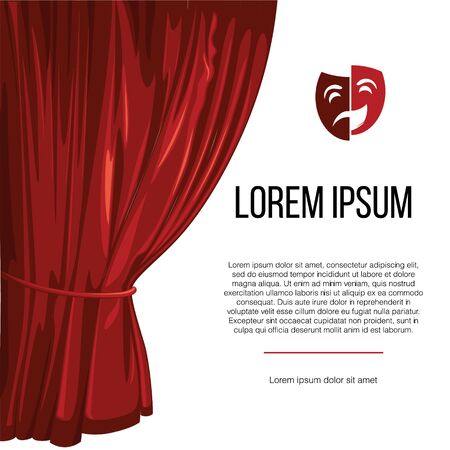 Entertainment show advertising poster with place for text and realistic red elegant luxurious curtains vector illustrationのイラスト素材