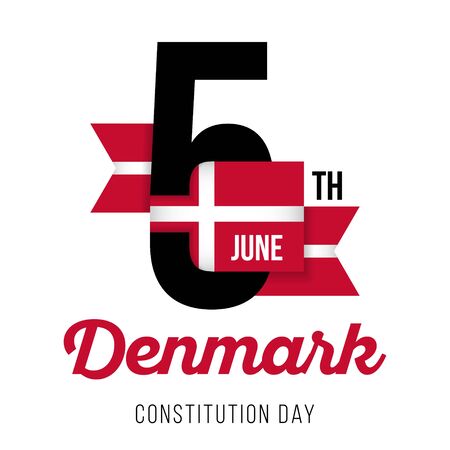 Congratulatory design for June 5th, Constitution Day of Denmark and text with Denmark flag colors. Vector illustration
のイラスト素材