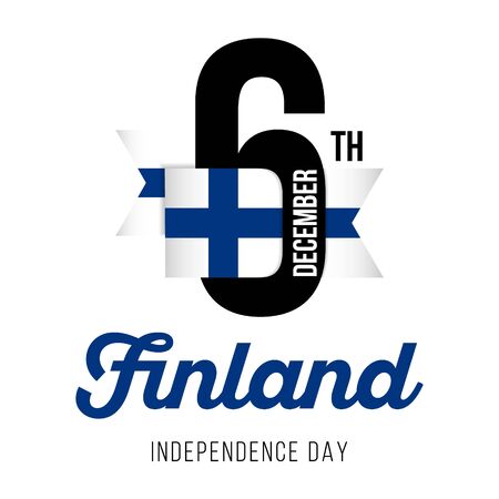 Congratulatory design for December 6, Finland Independence Day and text with the colors of the flag of Finland. Vector illustrationのイラスト素材