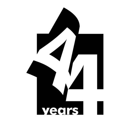 44 years anniversary simple design. Silhouette number inside a book or magazine vector illustration...