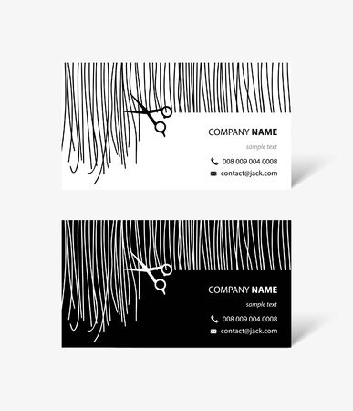 Hair stylist business cards with hair and scissorsのイラスト素材