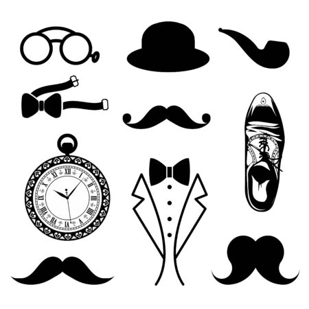 Vintage style design hipster gentleman vector illustration black silhouette design mustache element.のイラスト素材