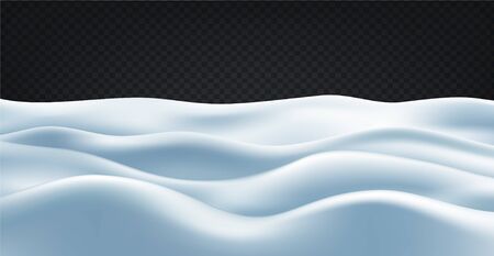 Snowy landscape isolated on dark transparent background. Vector illustration of winter decoration. Snow background. Snowdrift. Game art conceptのイラスト素材