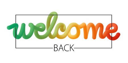 Welcome back spectrum inscription or print isolated on white background. Vector template for poster, banner design.のイラスト素材