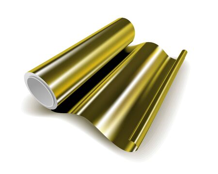 Vector gold foil roll closeup on white backgroundのイラスト素材