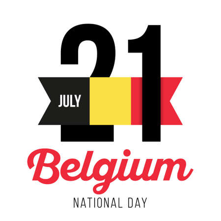 Congratulatory design for July 21, National Day of Belgium and the text with the colors of the flag of Belgium. Vector illustrationのイラスト素材