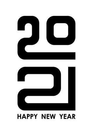 Happy new year 2021 template. Design for banner, greeting cards, brochure or print. Vector illustration. Isolated on white background.のイラスト素材