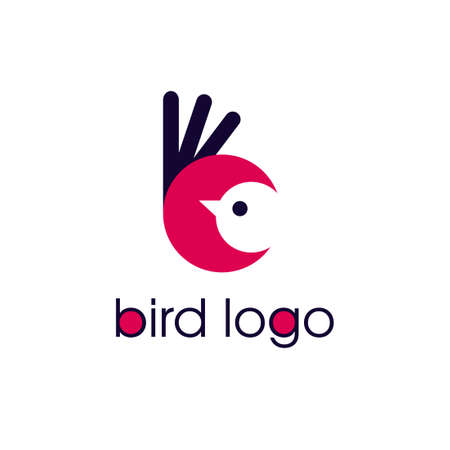 Fly bird   icon vector. Design isolated red and navy blue on white background. Design for illustration, identity, web, symbol, card, templateのイラスト素材