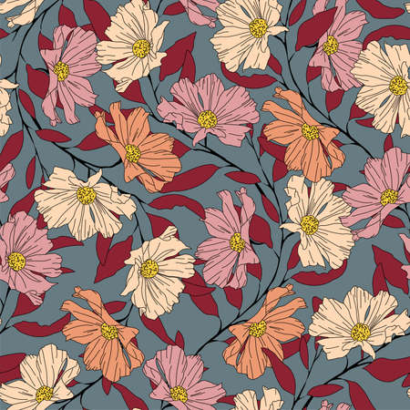 Elegance pattern with flowers and leaf. Floral vector illustration.のイラスト素材