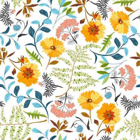 Spring seamless floral pattern. On white background. Vectorのイラスト素材