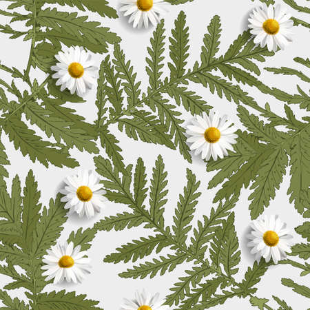 flower seamless pattern. Field herbs daisy textile print decoration on vintage background. Fashion...