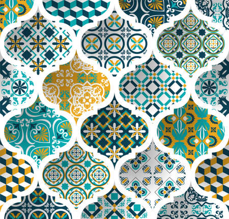 Turkish mosque window vector seamless background. Ramadan mubarak of Muslim origin. Traditional...