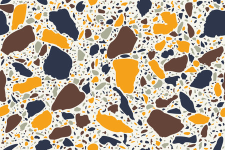 Terrazzo flooring vector seamless pattern. Texture of classic Italian type of floor in Venetian style composed of natural stone, granite, quartz, marble, glass and concreteのイラスト素材