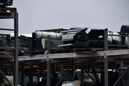Stacks of spare parts for trucks