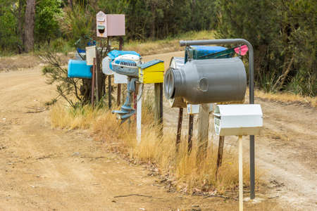 Bruny Island, Tasmania, Australia - 19 December 2016: amusing country letterboxes in Australiaのeditorial素材
