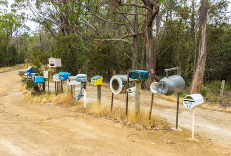 Bruny Island, Tasmania, Australia - 19 December 2016: amusing country letterboxes in Australiaのeditorial素材