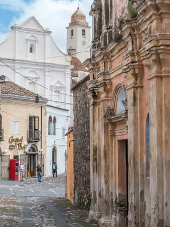 North East Sardinia, Italy - May 5 2018: ancient architecture of a Sardinian hill town in North East Sardiniaのeditorial素材