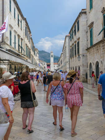 Dubrovnik, Croatia - August 3 2018: crowded and popular historic old town of Dubrovnikのeditorial素材
