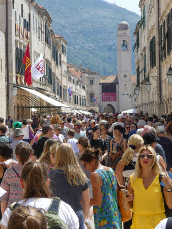 Dubrovnik, Croatia - August 3 2018: crowded and popular historic old town of Dubrovnikのeditorial素材