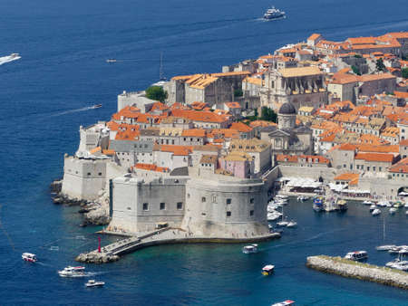 Dubrovnik, Croatia - August 3 2018: panoramic view of historic old town of Dubrovnikのeditorial素材