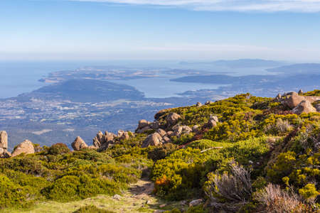 Mount Wellington, Hobart, Australia - 7 January 2017: the stunning summit of Mount Wellington overlooking Hobart and the south coastのeditorial素材