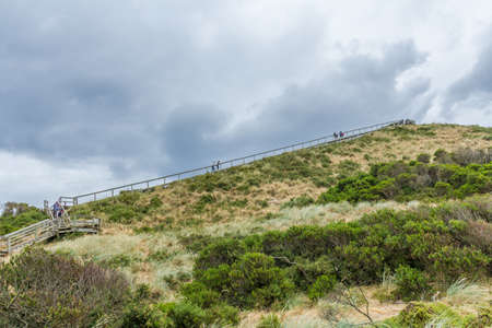 Bruny Island Neck, Tasmania, Australia - December 20, 2016: lookout steps on Bruny island neck nature reserveのeditorial素材