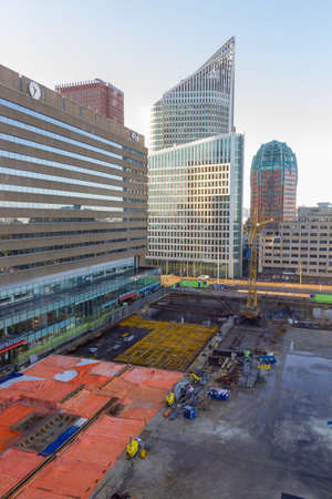 The Hague city centre - February 3 2019: renovation work at The Hague central station wsurrounded by...