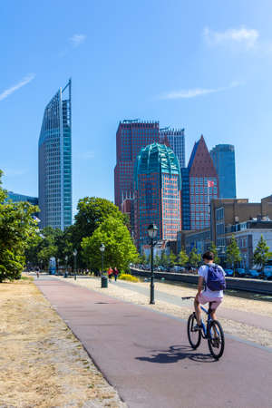 The Hague, the Netherlands - July 12 2018: tall buildings of The Hague city skyline on sunny dayのeditorial素材