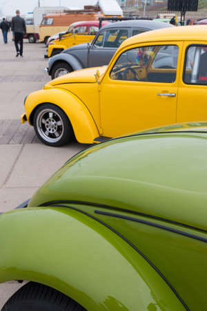 Scheveningen, The Hague, the Netherlands - May 26 2019: classic VW beetles parked at VW aircooled...